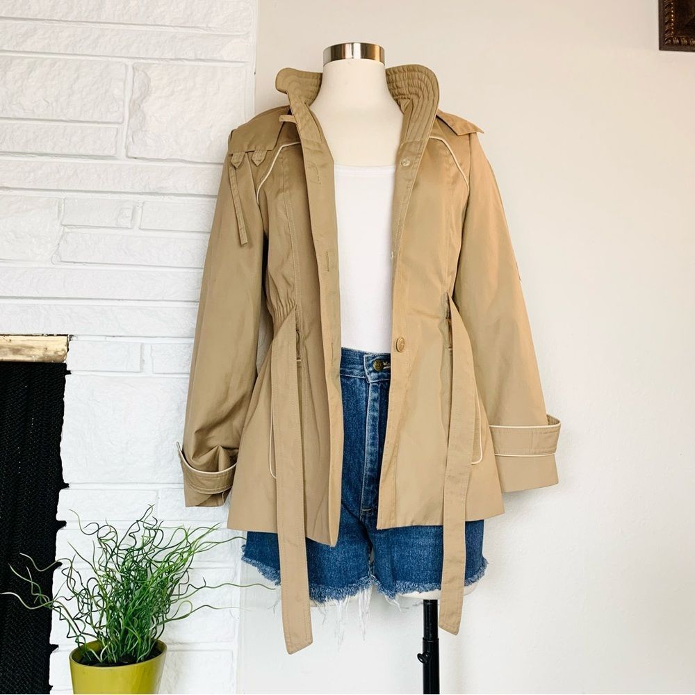 Vintage Tan Brown Coat Jacket Belted S